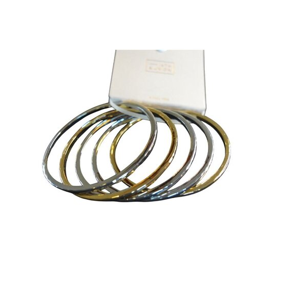 14th & Union Gold & Silver-Toned Nickel Free Bangle Bracelets set of 6 - Picture 2 of 7